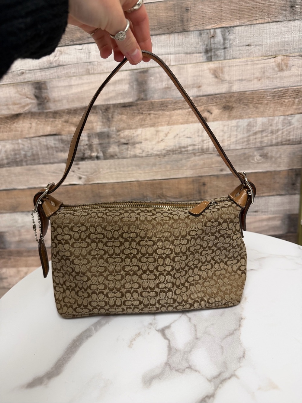 Coach Signature brown mini shoulder bag